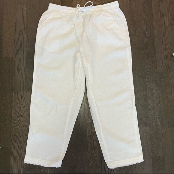 Charlie Paige White Linen Ankle Pants - Size M - Picture 4 of 7